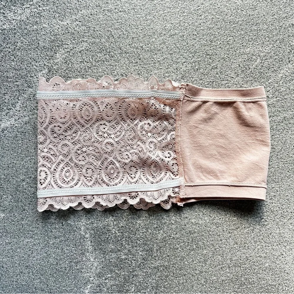 NWOT Free People Seamless & Lace Bandeau Bra Wear 2 Ways Blush Pink XS/S